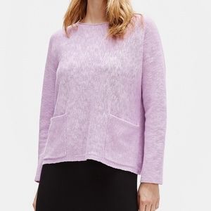 EILEEN FISHER TOP BLOUSE ROUND NECK LINEN CASUAL PASTEL BOXY LILAC NWT XL